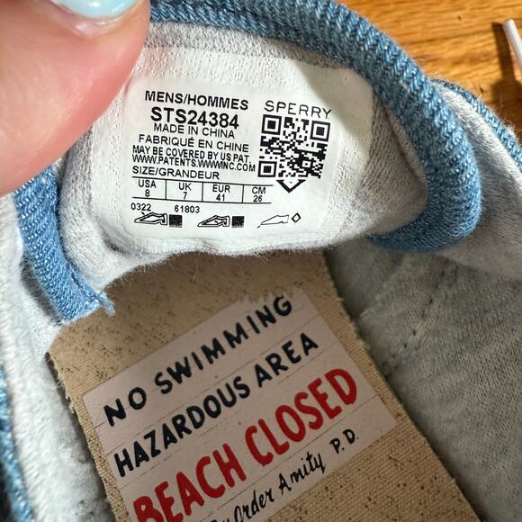 SPERRY x JAWS | Cloud CVO Chief Sneaker, Hooper Denim Boat Shoe | Men's Size 8 - Picture 9 of 11